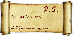 Parrag Sándor névjegykártya