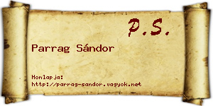 Parrag Sándor névjegykártya
